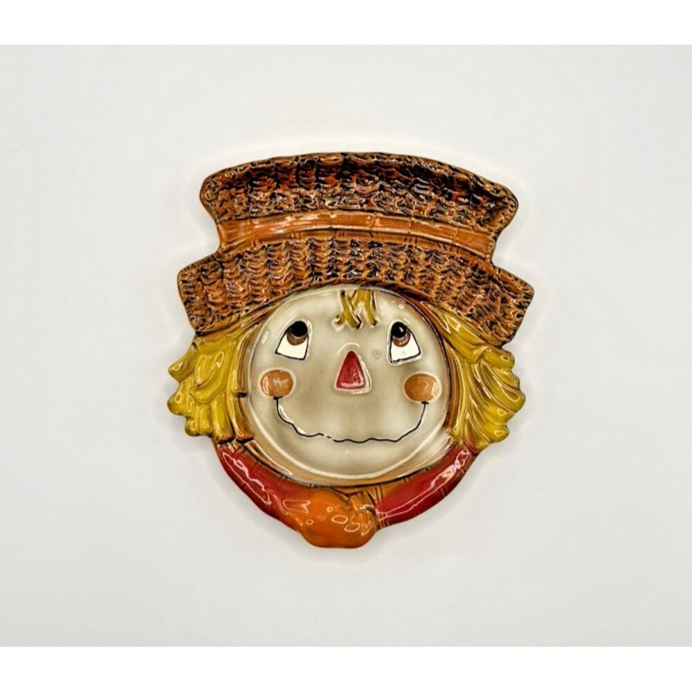 Yankee Candle Scarecrow Candle Plate #1281522 Fall Harvest Halloween Ceramic